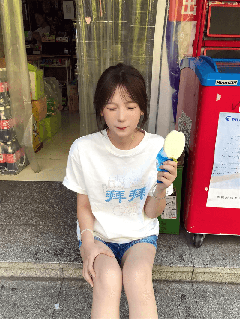 21 순면 210 그램 이후 패키지 칼라 여름 드레스 한 부서 반팔 티셔츠 여성 한국 스타일 루즈핏 빅 사이즈 프린트 상세 이미지 2