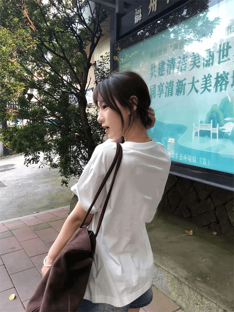 21 순면 210 그램 이후 패키지 칼라 여름 드레스 한 부서 반팔 티셔츠 여성 한국 스타일 루즈핏 빅 사이즈 프린트 상세 이미지 6