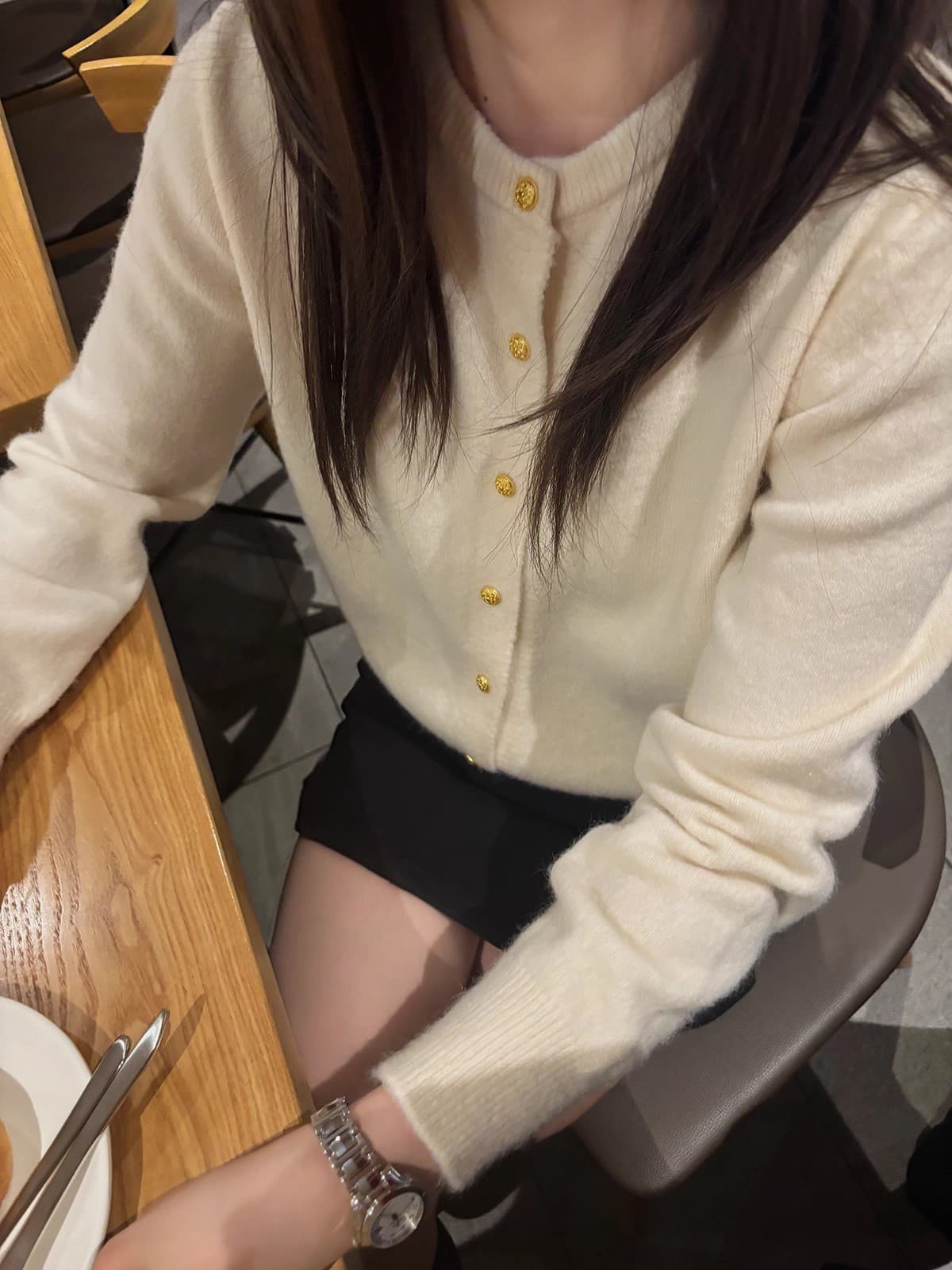 양모 샤 징 버클 오픈 가디건 여성 봄과 가을 품격 고급 센스 니트 스웨터 얇은 스타일 재킷 상세 이미지 4