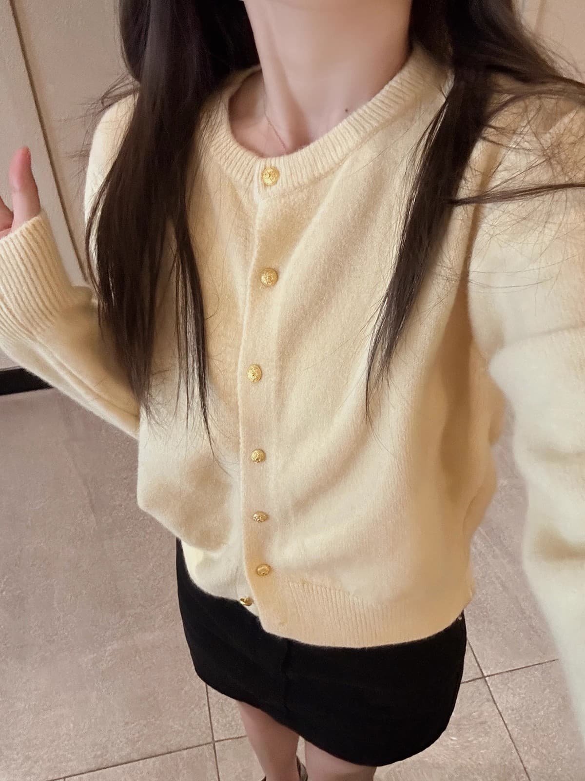 양모 샤 징 버클 오픈 가디건 여성 봄과 가을 품격 고급 센스 니트 스웨터 얇은 스타일 재킷 상세 이미지 19
