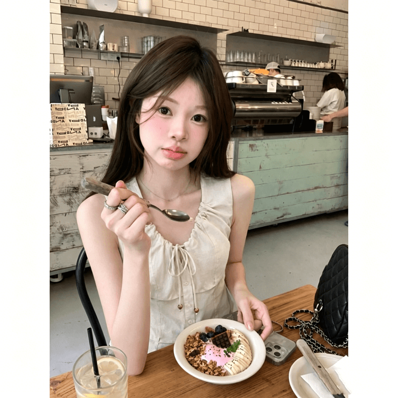 V넥 조끼 여성 여름 비즈 핀치 Pleat 민소매 허리 수축 쇼트 스타일 작은 맨위 이미지 5