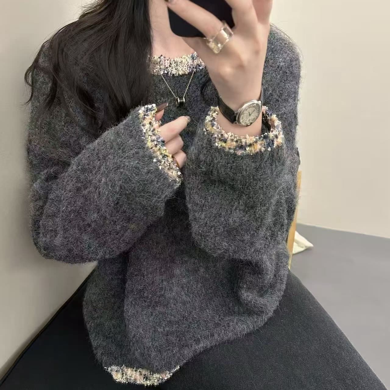 프랑스식 레트로 무거운 작업 비즈 박기 스웨터 여자 가을 겨울 외출용 루즈핏 느긋한 바람 슈퍼 잘 생긴 긴팔 니트 스웨터 이미지 5