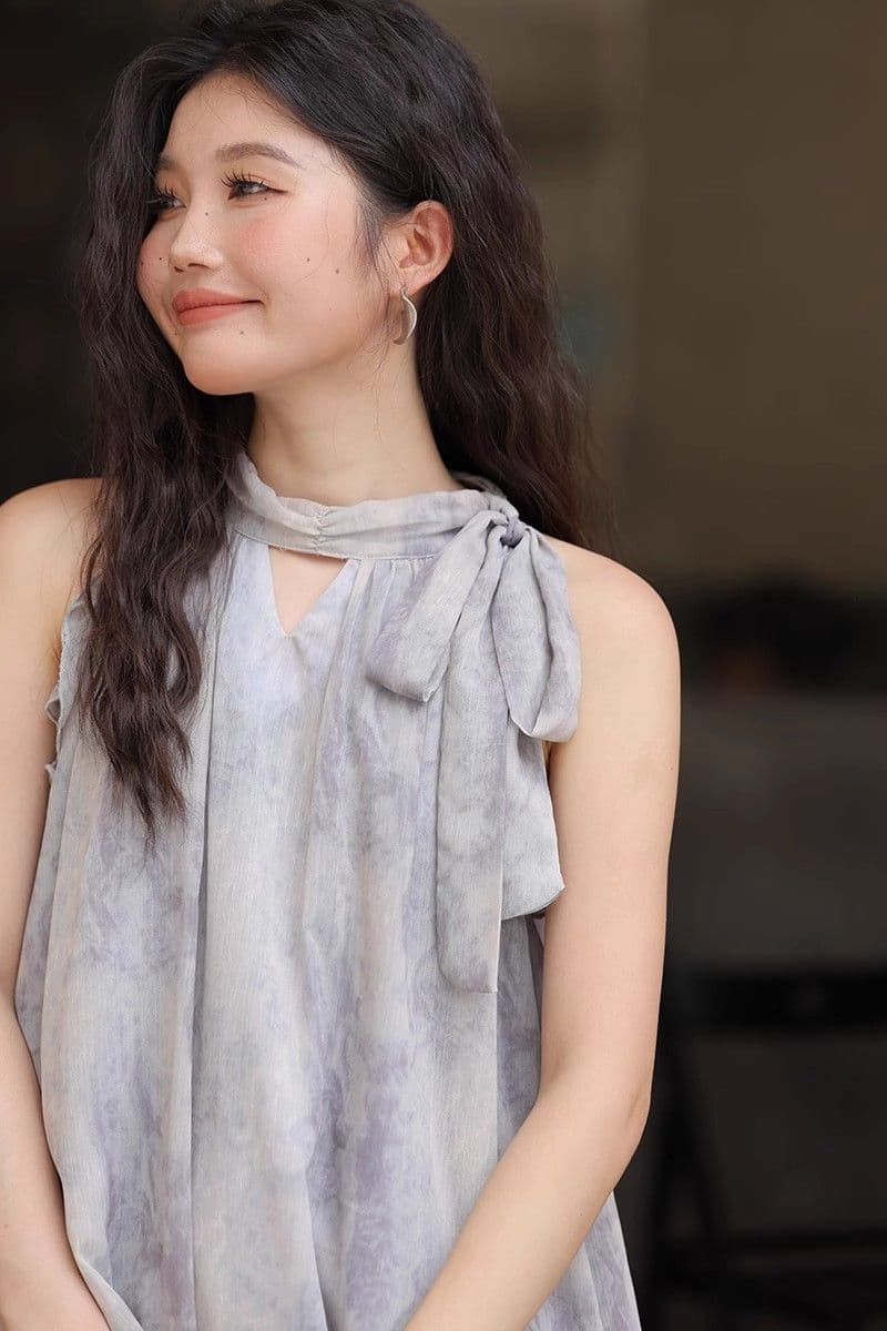새로운 중식 국풍 행침 목 슬립 드레스 여성 의류 2025 새로운 여름 작은 키 작은 대중 디자인 센스 미니 스커트 상세 이미지 7