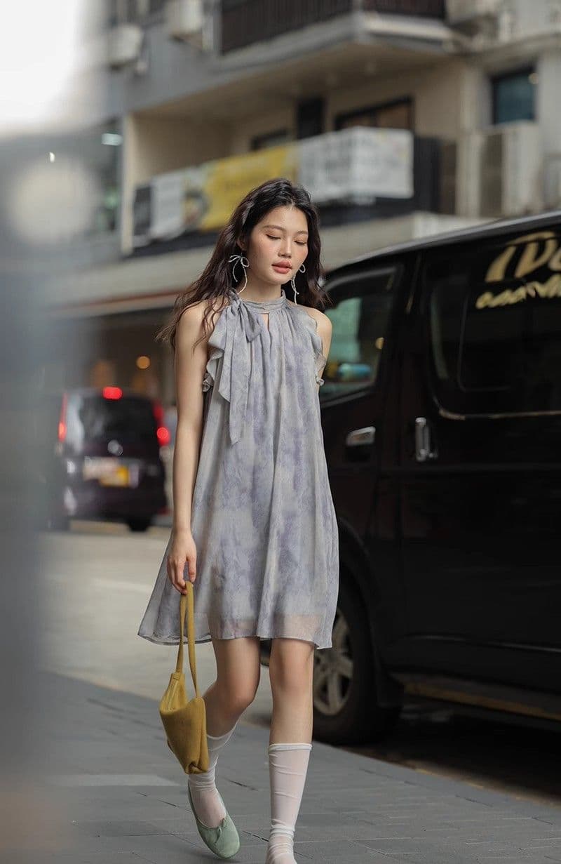 새로운 중식 국풍 행침 목 슬립 드레스 여성 의류 2025 새로운 여름 작은 키 작은 대중 디자인 센스 미니 스커트 상세 이미지 12