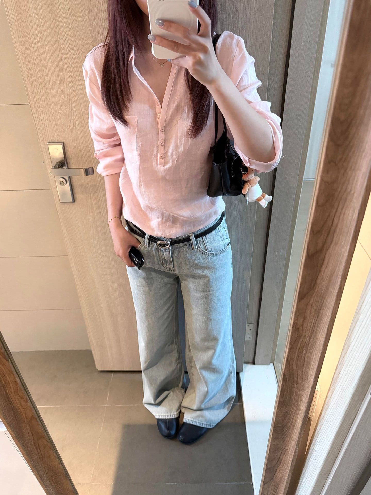 한 부서 레트로 핑크색 polo 반 개방 자외선 차단 여성 셔츠 여름 디자인 센스 출퇴근 루즈핏 캐주얼 다용도 맨위 이미지 2