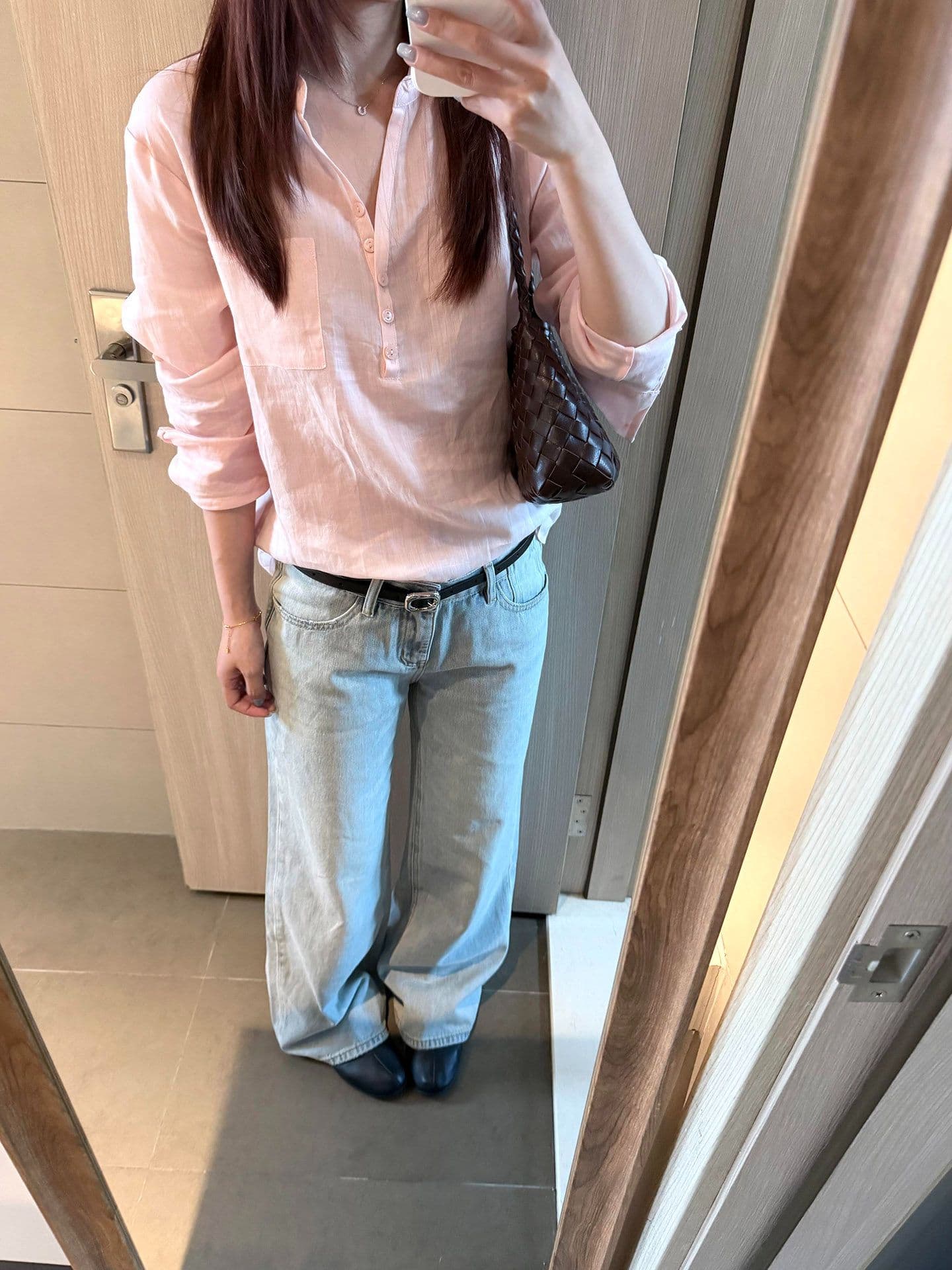한 부서 레트로 핑크색 polo 반 개방 자외선 차단 여성 셔츠 여름 디자인 센스 출퇴근 루즈핏 캐주얼 다용도 맨위 이미지 3