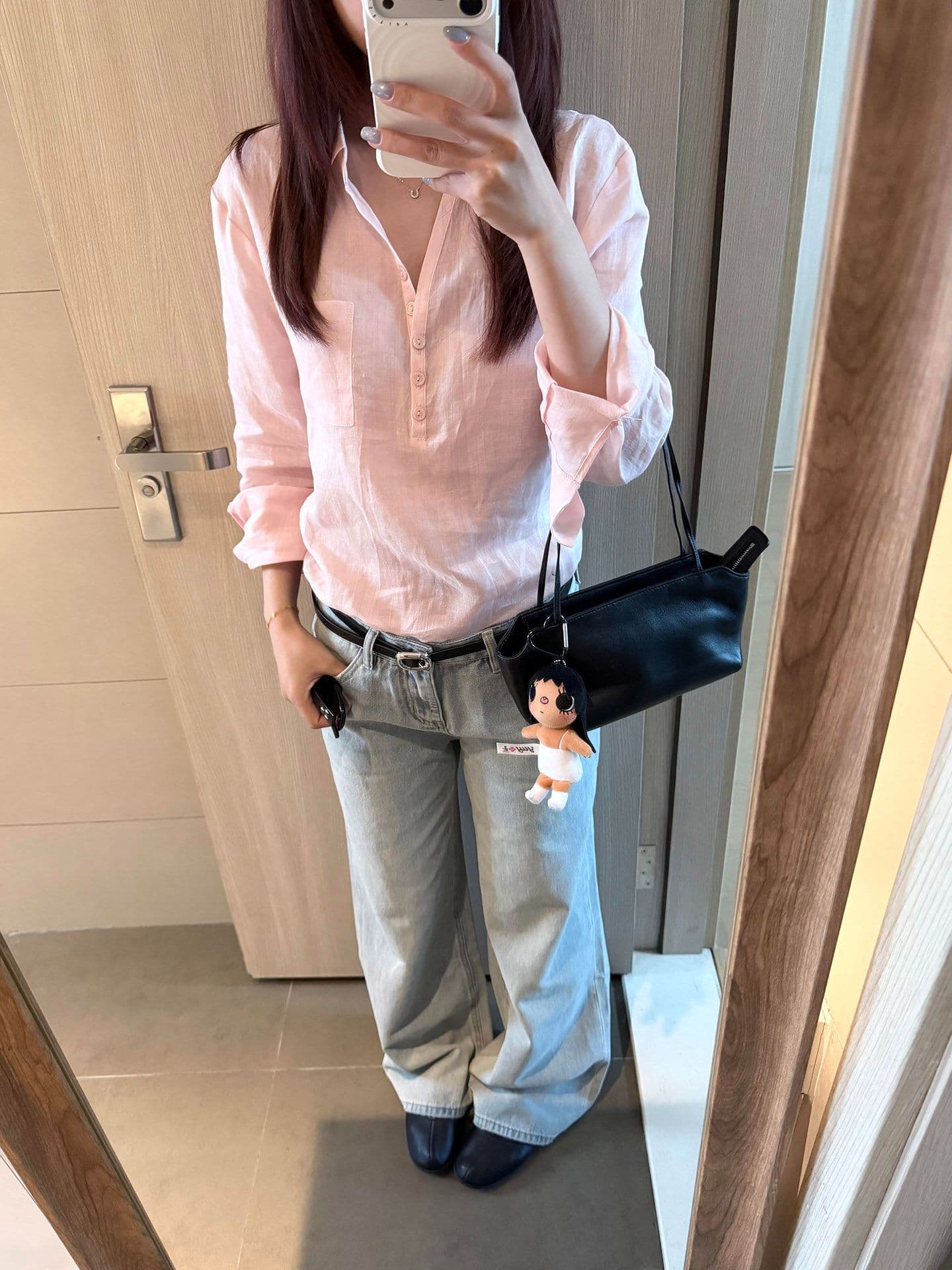 한 부서 레트로 핑크색 polo 반 개방 자외선 차단 여성 셔츠 여름 디자인 센스 출퇴근 루즈핏 캐주얼 다용도 맨위 상세 이미지 4