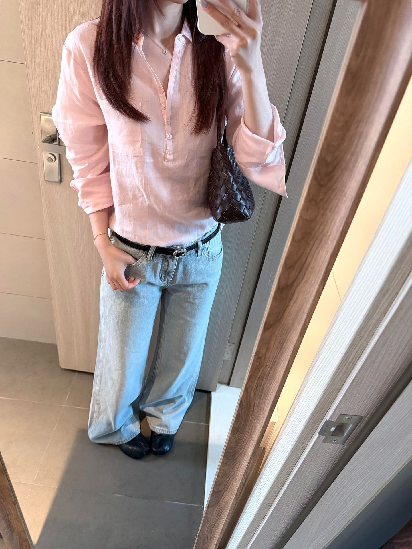 한 부서 레트로 핑크색 polo 반 개방 자외선 차단 여성 셔츠 여름 디자인 센스 출퇴근 루즈핏 캐주얼 다용도 맨위 상세 이미지 5
