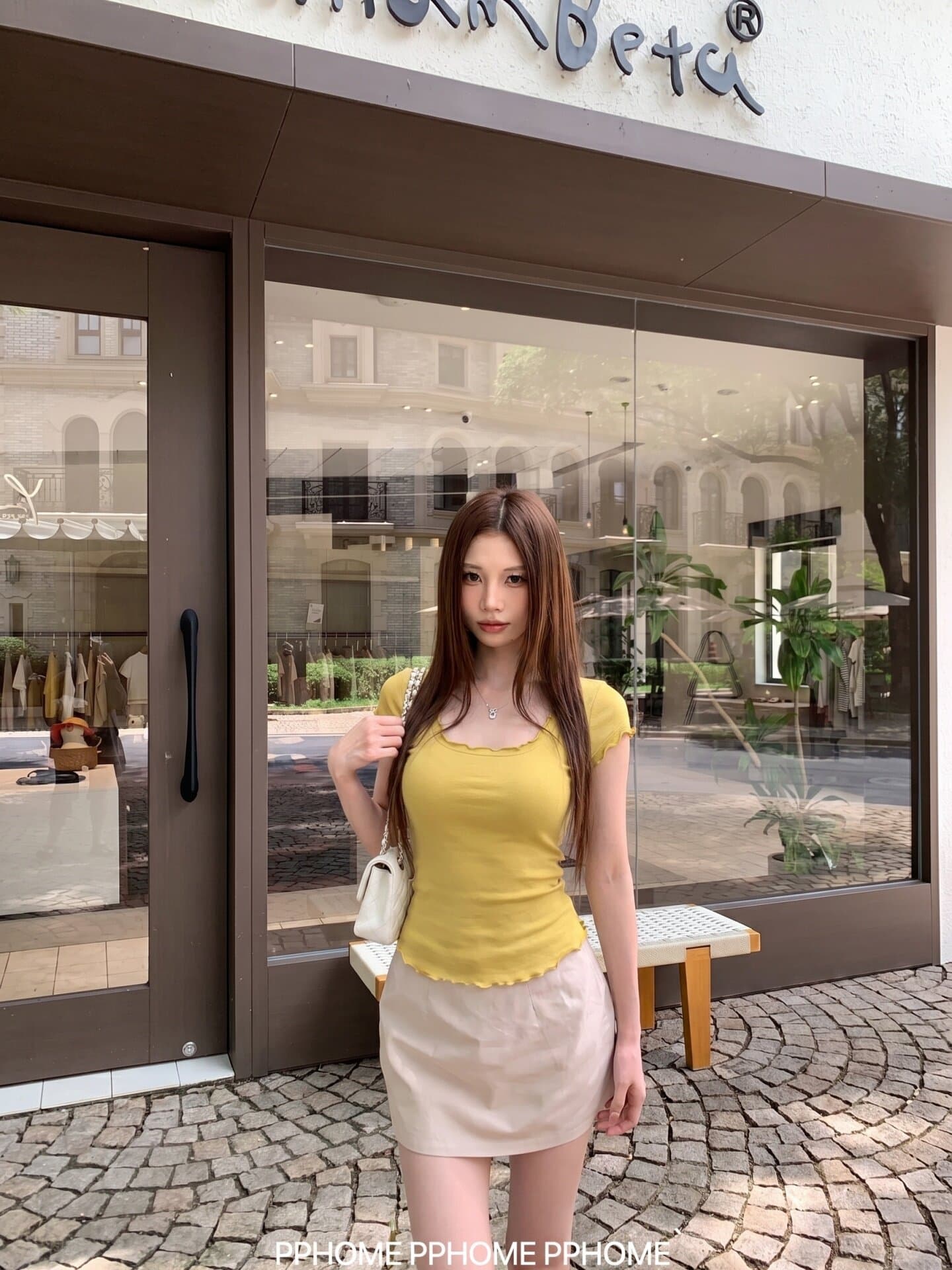 라이 경기 서울 핑크색 작은 대중 u 칼라 프릴 반팔 티셔츠 여성 여름 달콤한 핫걸 몸매 가꾸기 슬림해 보이는 캐주얼 짧은 맨위 상세 이미지 1