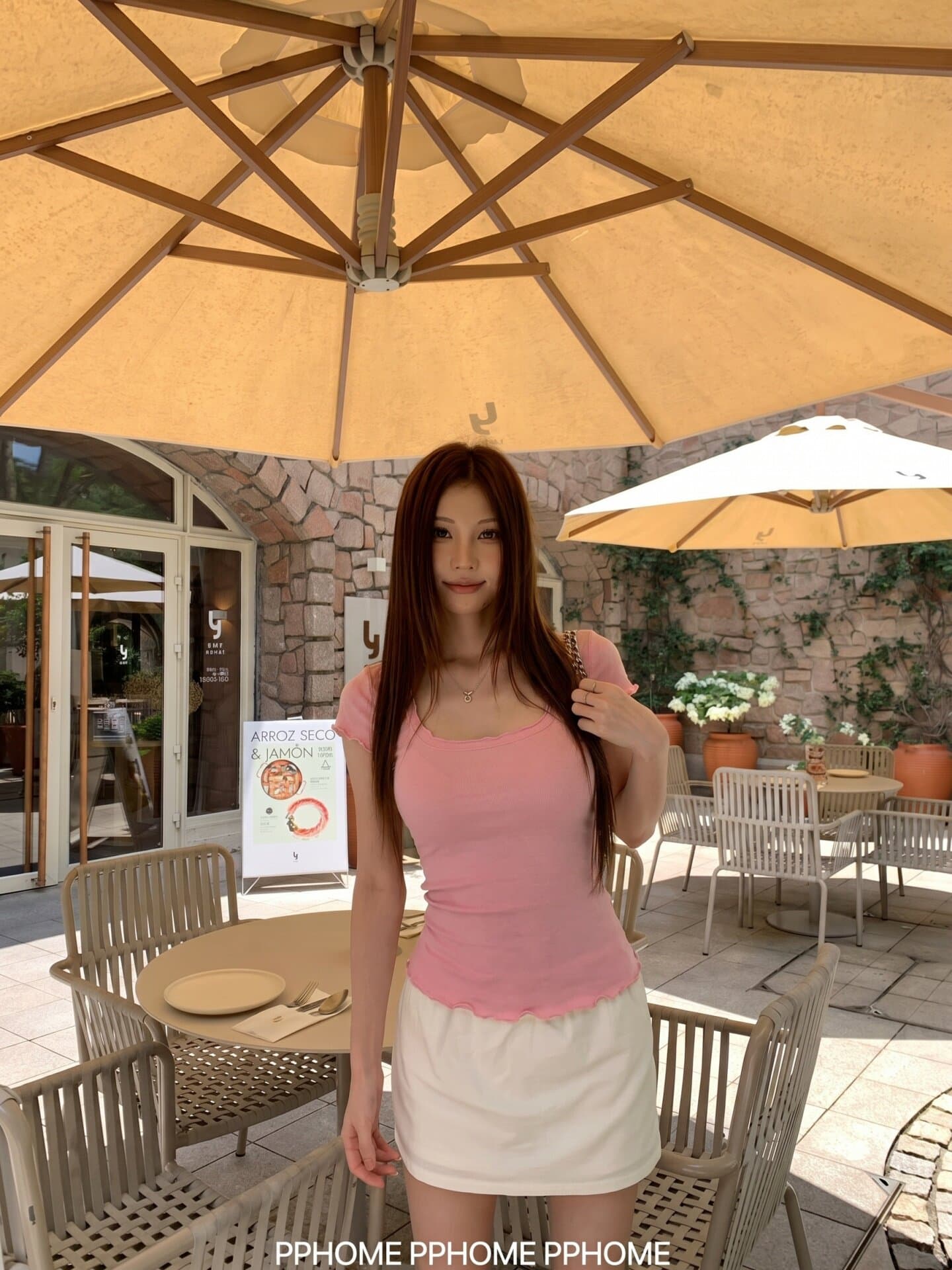 라이 경기 서울 핑크색 작은 대중 u 칼라 프릴 반팔 티셔츠 여성 여름 달콤한 핫걸 몸매 가꾸기 슬림해 보이는 캐주얼 짧은 맨위 상세 이미지 3