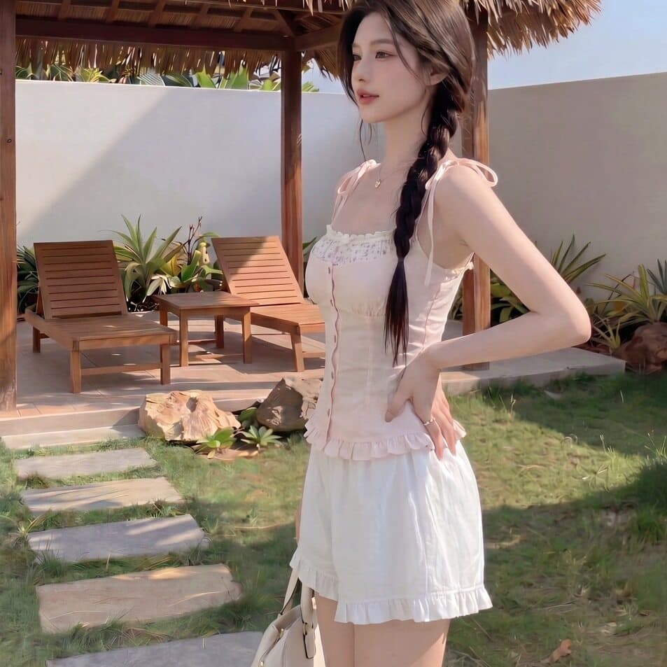 한 부서 순수한 욕망 바람 여성 여름 2026 새로운 페이크 레이어드 슬립 맨위 이미지 2