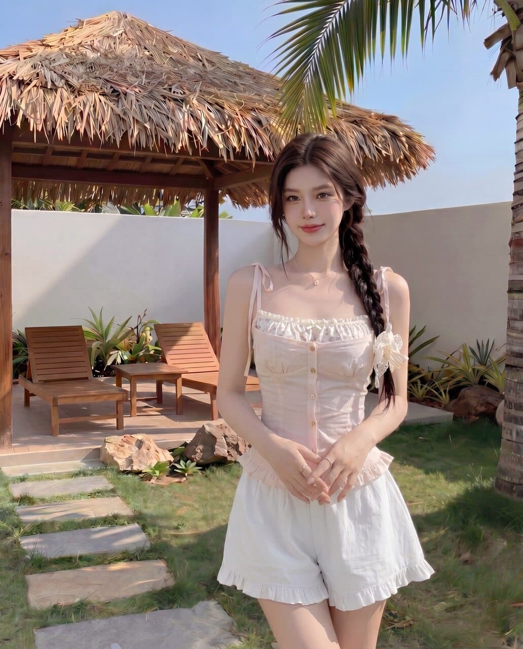 한 부서 순수한 욕망 바람 여성 여름 2026 새로운 페이크 레이어드 슬립 맨위 상세 이미지 2