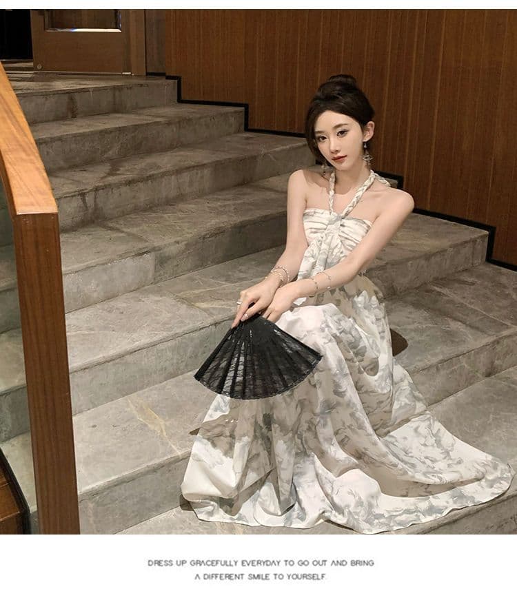 여름 휴가 치마 Qushui 난초 프랑스식 휴가 바람 고급 디자인 센스 행침 목 작은 대중 루즈핏 드레스 상세 이미지 8