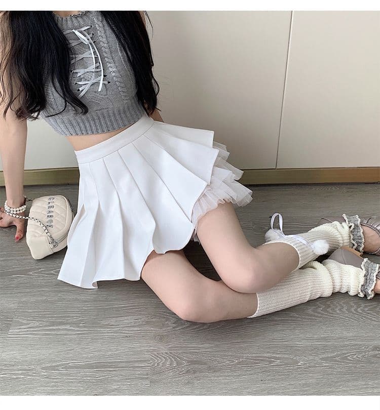 망사 플리츠 스커트 여성 여름 작은 대중 작은 키 미니 스커트 하이웨이스트 슬림해 보이는 한 마디 반신 스커트 상세 이미지 16