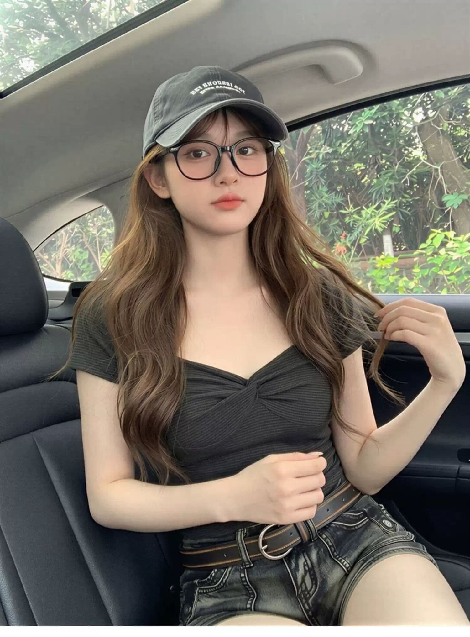 광장 칼라 스트라이프 비틀림 반팔 티셔츠 여성 여름 몸매 가꾸기 슬림해 보이는 허리 수축 출퇴근 핫걸 맨위 상세 이미지 1