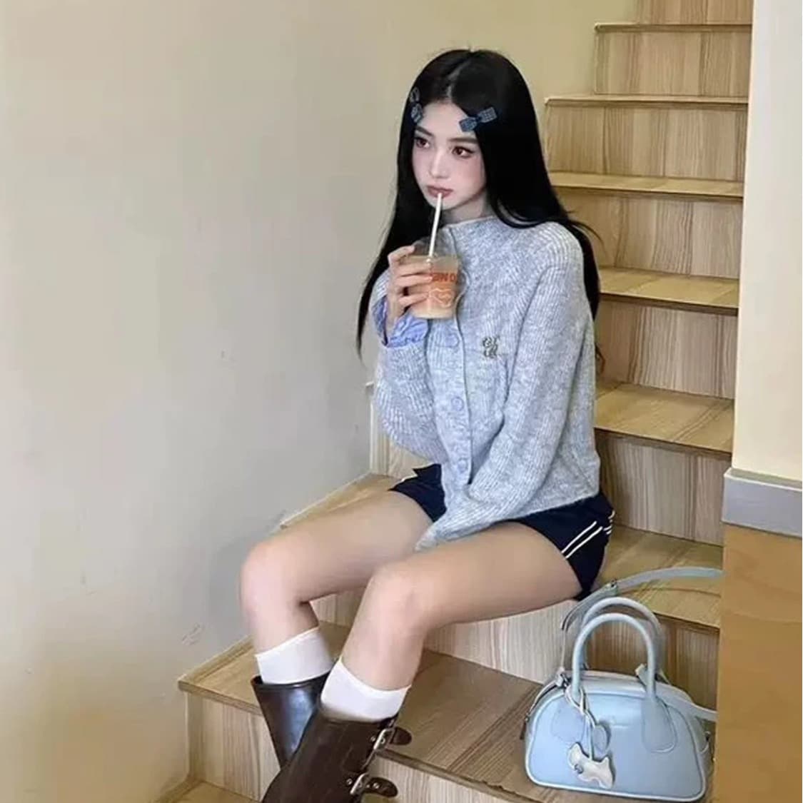 한 부서 페이크 레이어드 니트 스웨터 오픈 가디건 여성 이른 가을 디자인 센스 스웨터 코트 가을 겨울 작은 키 고급 센스 맨위 이미지 5