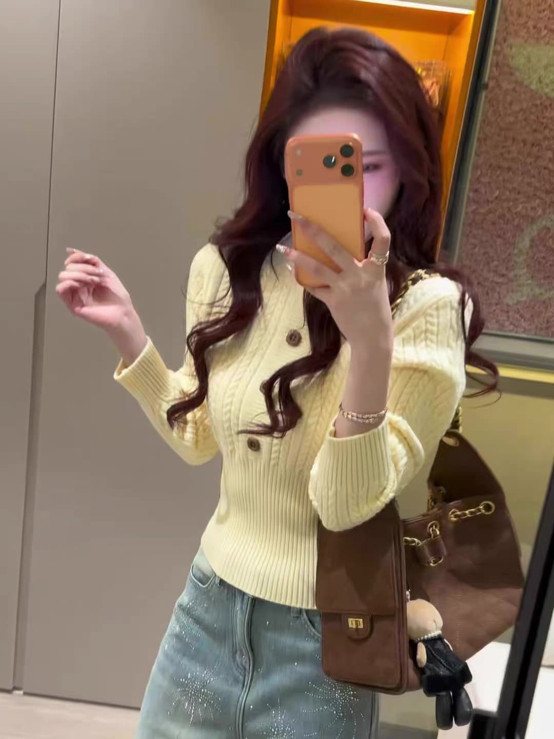 한 부서 레트로 반 개방 칼라 풀오버 꽈배기 니트 스웨터 여성 가을 겨울철 몸매 가꾸기 슬림해 보이는 인사이드 가져 가라. 외출용 예쁜 스웨터