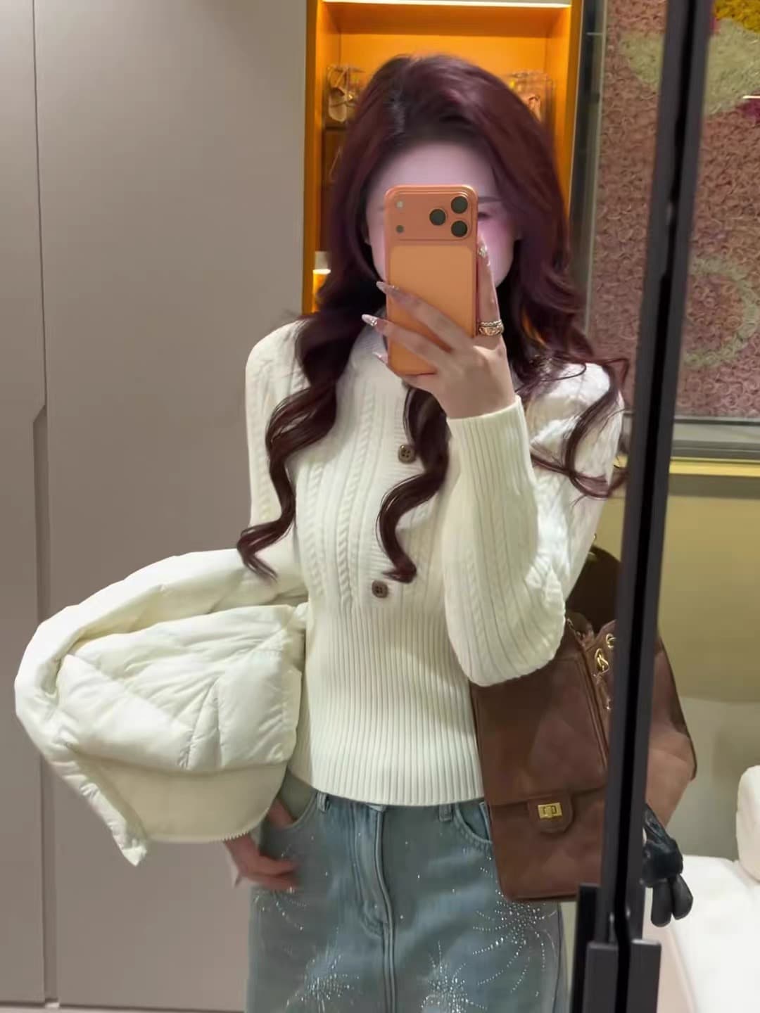 한 부서 레트로 반 개방 칼라 풀오버 꽈배기 니트 스웨터 여성 가을 겨울철 몸매 가꾸기 슬림해 보이는 인사이드 가져 가라. 외출용 예쁜 스웨터 상세 이미지 3