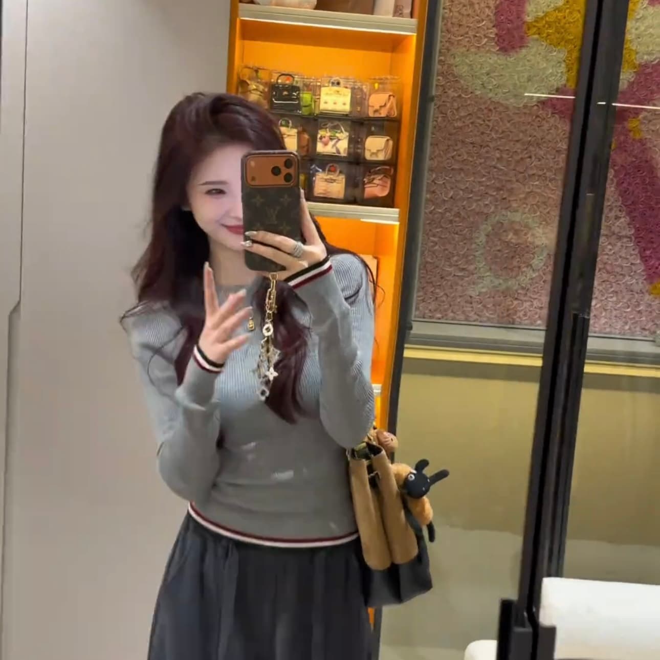 한 부서 품격 배색 패치워크 긴팔 니트 스웨터 여성 가을 겨울 몸매 가꾸기 슬림해 보이는 고급 센스 다용도 기본 셔츠 맨위 상세 이미지 4