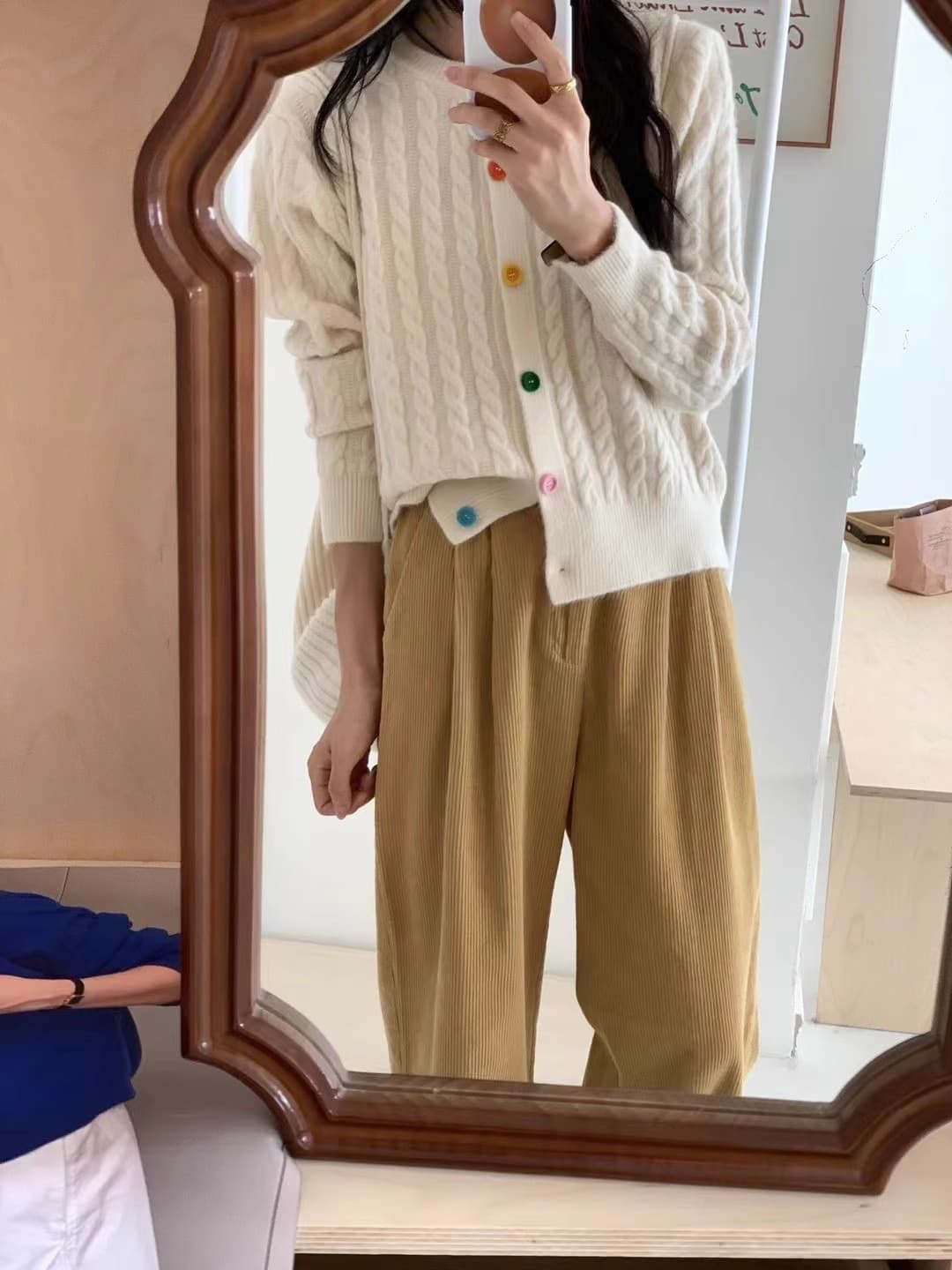 한 부서 따뜻한 부드럽다 찹쌀 라운드 넥 니트 오픈 가디건 여성 가을 겨울 연령 감소 꽈배기 스웨터 코트 디자인 센스 맨위 상세 이미지 20
