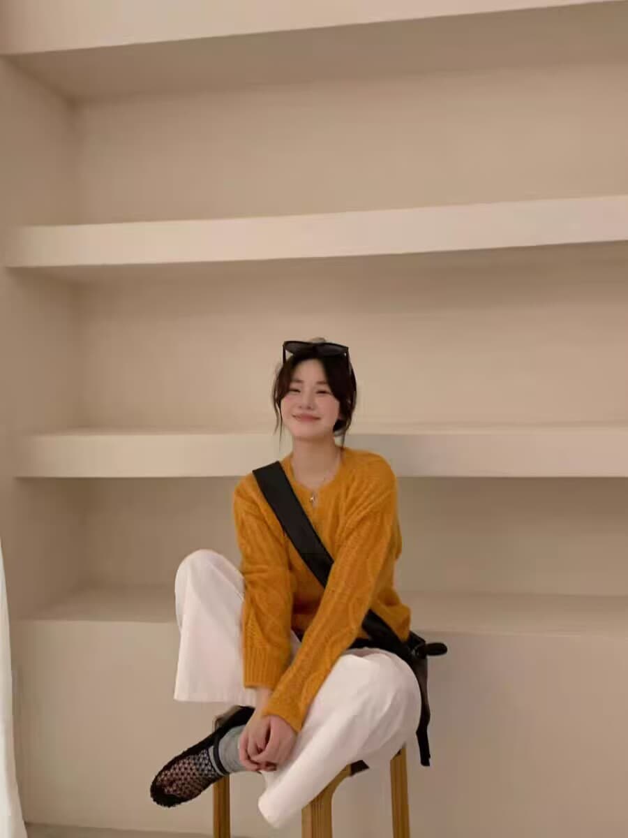 한 부서 모헤어 가위 칼라 꽈배기 링 그리드 홀로우 아웃 니트 스웨터 여성 이른 가을 새로운 패션 부드러운 찹쌀 맨위 이미지 2