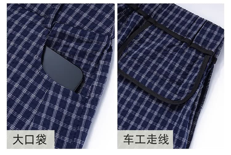 원본 슬랙스 버블 면 체크무늬 바지 여성 2026 여름 얇은 스타일 느긋한 느슨함 센스 와이드 레그 팬츠 낫 바지 상세 이미지 12