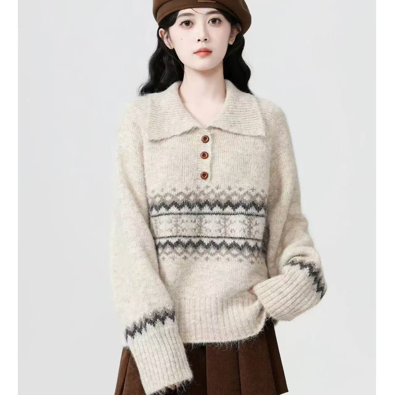 2026 가을 겨울철 새로운 고급 센스 느긋한 바람 착용 가져 가라. 스웨터 여성 캐주얼 부드러운 찹쌀 후드 니트 스웨터 맨위