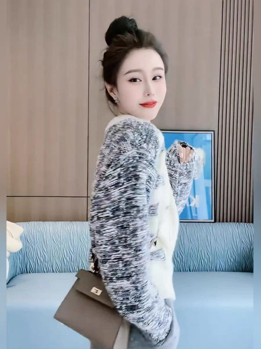 강아지 자수 지퍼 스웨터 오픈 가디건 가을 겨울철 달콤함 연령 감소 디자인 센스 루즈핏 긴팔 니트 스웨터 여성 코트 이미지 3