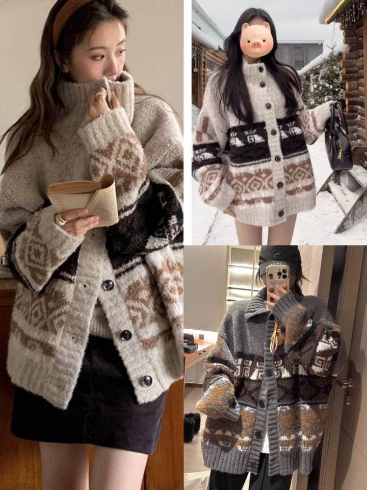 센스 무거운 작업 부드럽다 푹신한 포함 양모 오픈 가디건 여성 코트 폴로 칼라 루즈핏 외출용 맨위