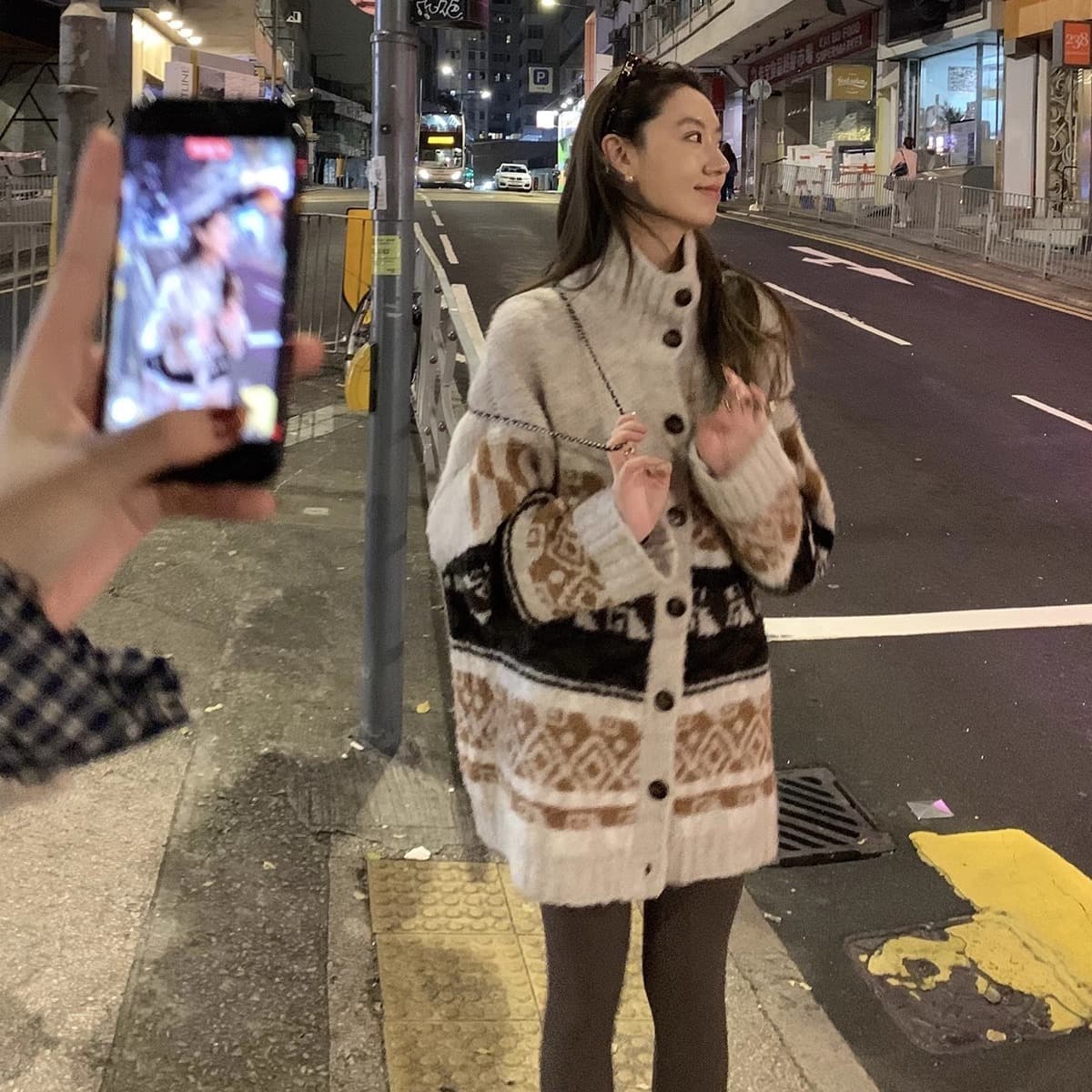 센스 무거운 작업 부드럽다 푹신한 포함 양모 오픈 가디건 여성 코트 폴로 칼라 루즈핏 외출용 맨위 이미지 3