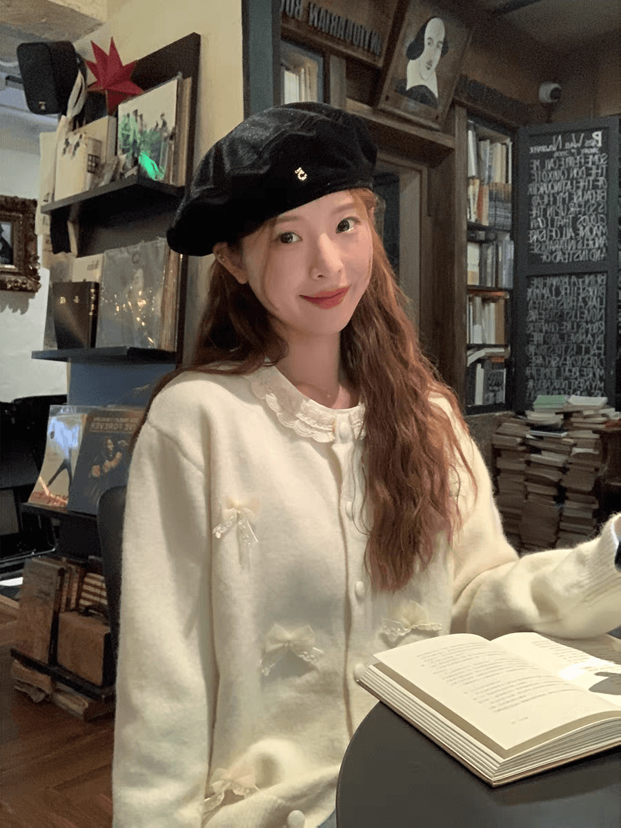 토지 작은 그룹 레이스 나비 매듭 스웨터 오픈 가디건 2026 겨울 새로운 달콤함 부드러운 찹쌀 부드러운 바람 연령 감소 맨위 상세 이미지 3