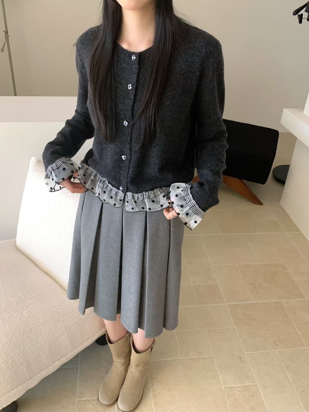 한 부서 달콤함 레이스 패치워크 색상 스웨터 여자 니트 스웨터 오픈 가디건 가을 겨울 루즈핏 느긋한 바람 품격 쇼트 스타일 맨위 상세 이미지 11