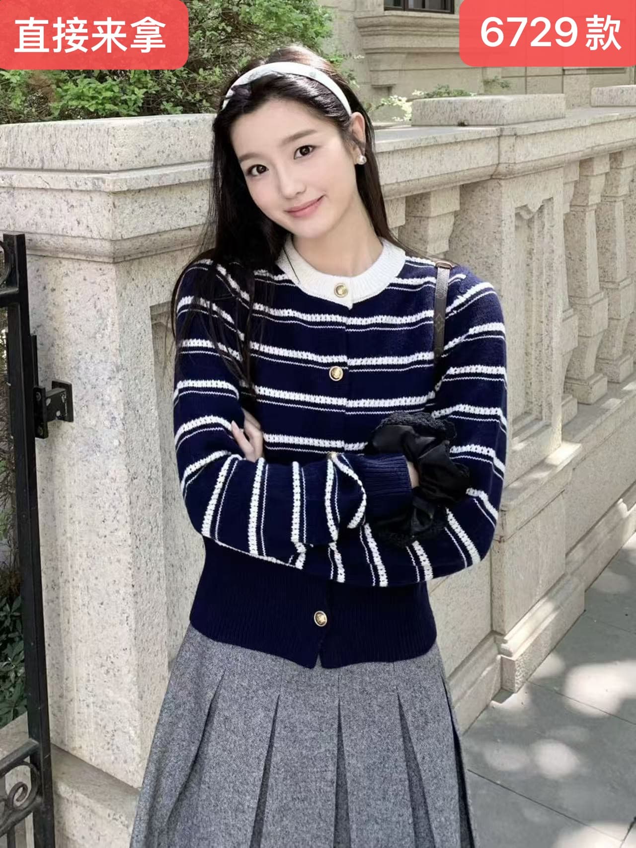 블루 색상 레트로 스트라이프 니트 오픈 가디건 여성 가을 착용 가져 가라. 학원 스타일 몸매 가꾸기 쇼트 스타일 고유 한 아름다운 작은 맨위 상세 이미지 5
