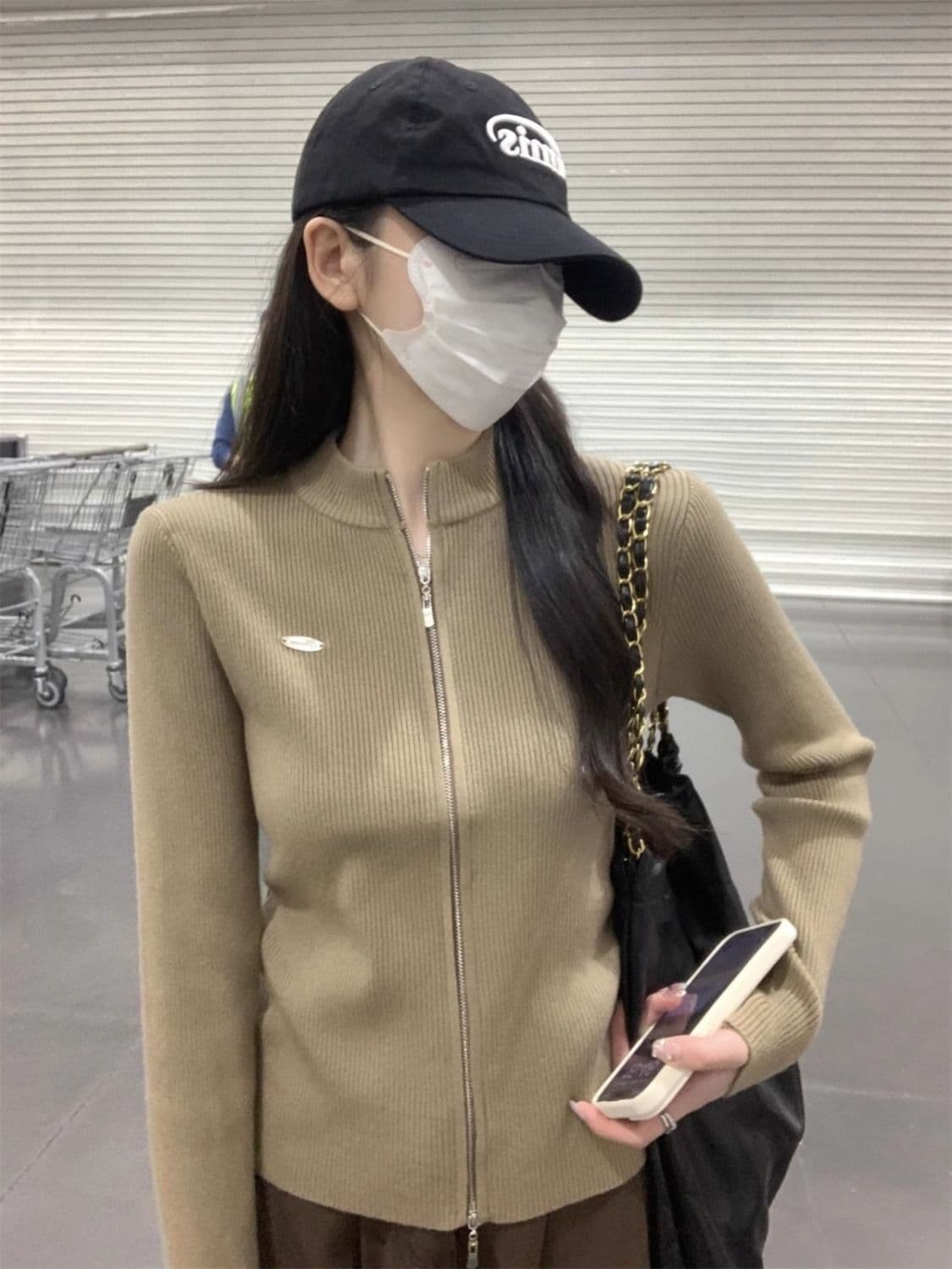 봄 드레스 2026 새로운 더블 지퍼 스웨터 여성 코트 오픈 가디건 스탠드 칼라 긴팔 몸매 가꾸기 니트 맨위 인사이드 가져 가라. 만나는 상세 이미지 6