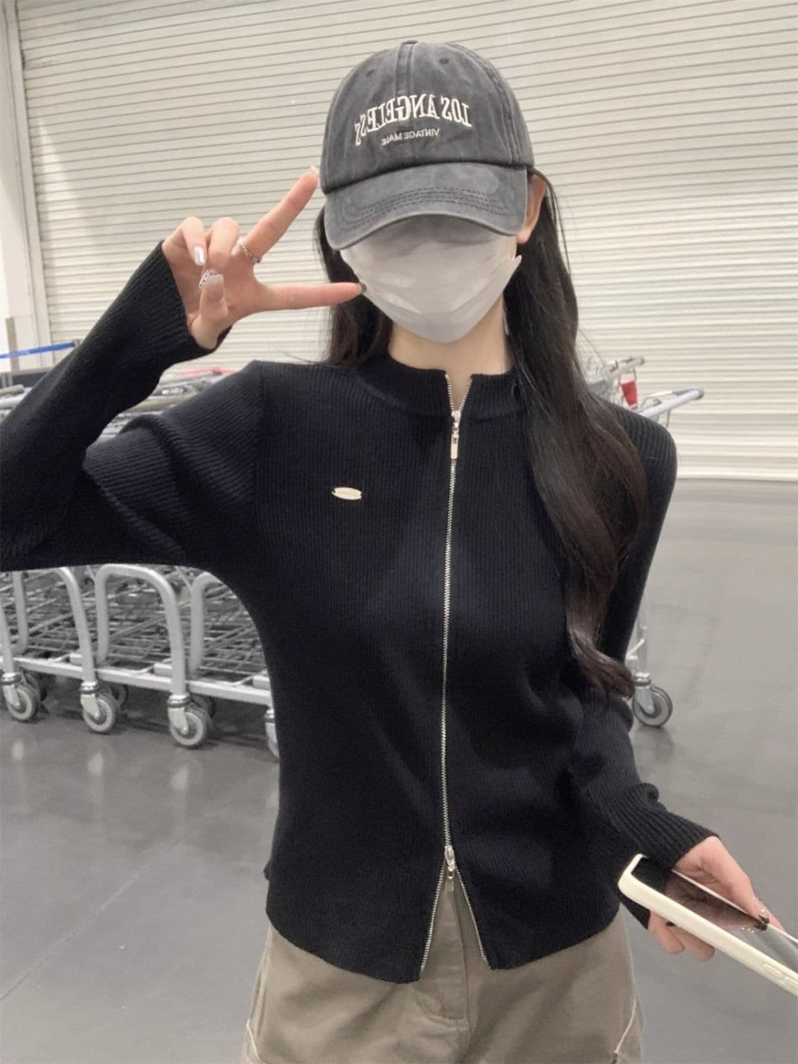 봄 드레스 2026 새로운 더블 지퍼 스웨터 여성 코트 오픈 가디건 스탠드 칼라 긴팔 몸매 가꾸기 니트 맨위 인사이드 가져 가라. 만나는 상세 이미지 23