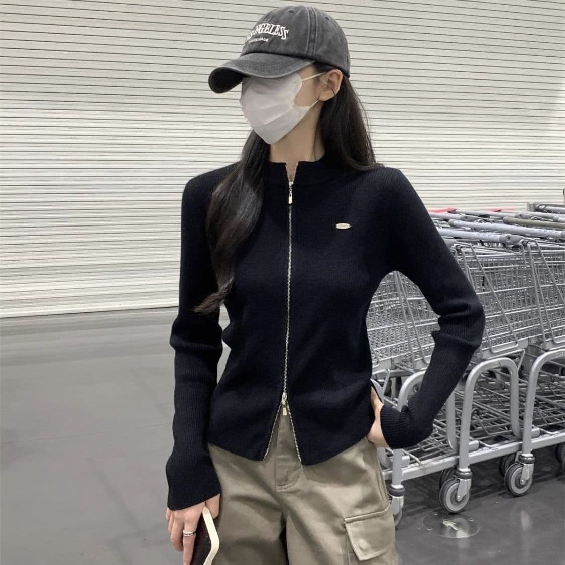 봄 드레스 2026 새로운 더블 지퍼 스웨터 여성 코트 오픈 가디건 스탠드 칼라 긴팔 몸매 가꾸기 니트 맨위 인사이드 가져 가라. 만나는 상세 이미지 29