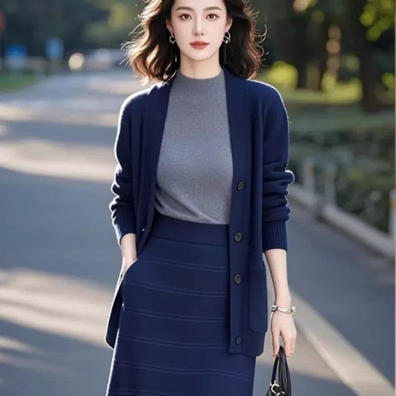 단색 스웨터 니트 오픈 가디건 여성 가을 겨울철 새로운 한 부서 부드러운 찹쌀 느긋한 바람 루즈핏 긴팔 이미지 4