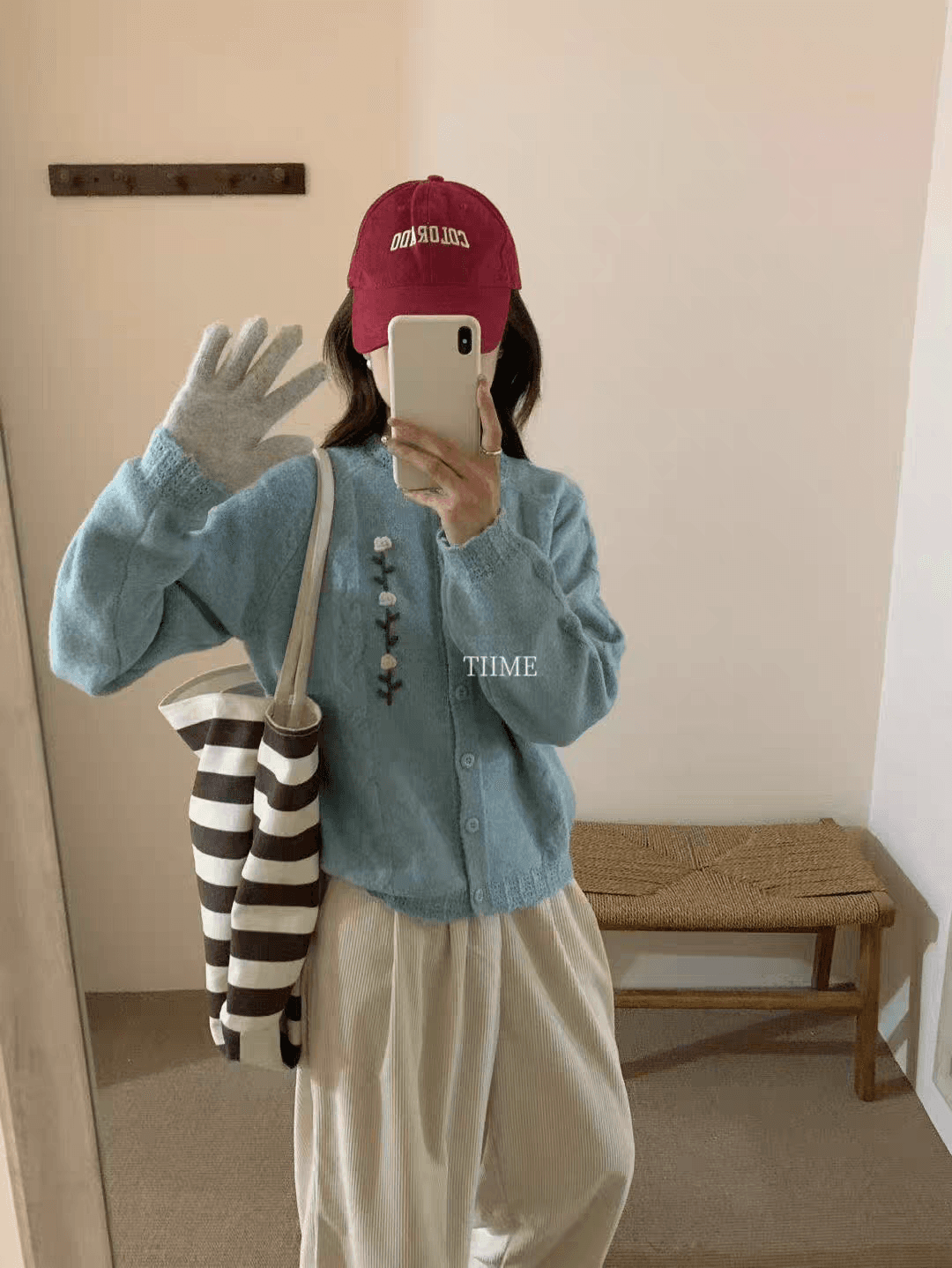 라운드 넥 단추 꽃 자수 오픈 가디건 스웨터 여성 코트 가을 겨울철 보온 다용도 니트 스웨터 맨위 상세 이미지 4