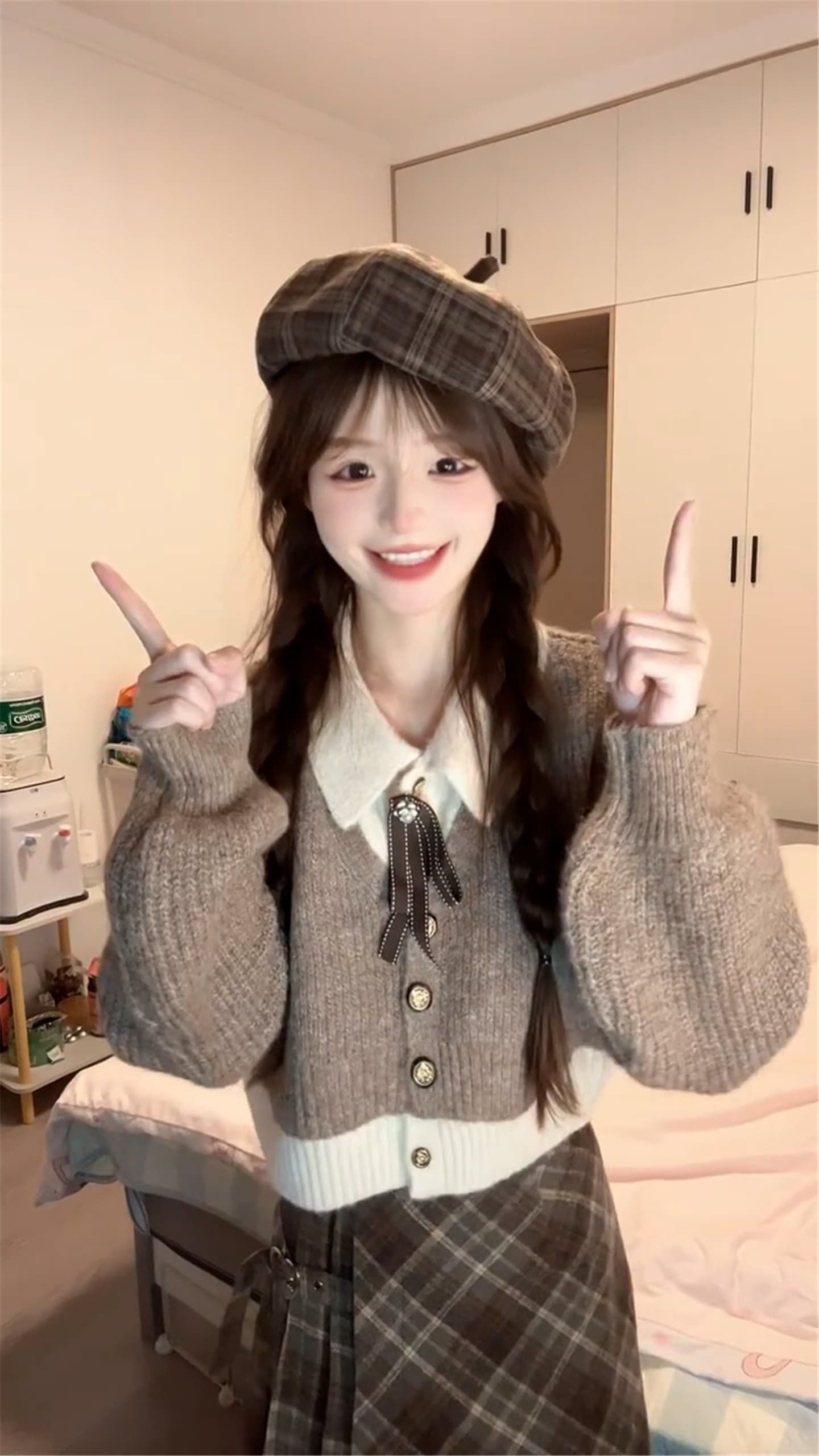 페이크 레이어드 POLO 칼라 스웨터 레트로 아름다움 라드. 폴로 칼라 니트 오픈 가디건 쇼트 스타일 맨위 상세 이미지 5