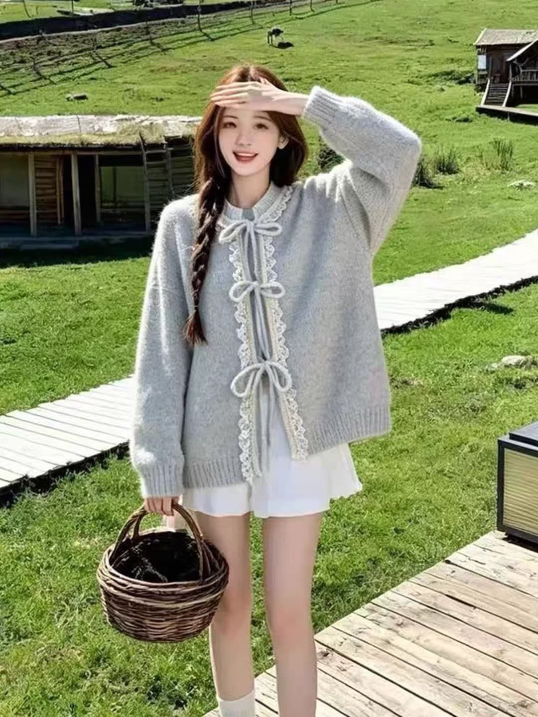 레이스 조각 니트 오픈 가디건 스웨터 여성 코트 2026 새로운 디자인 센스 작은 대중 이른 가을 chic Chic 맨위 상세 이미지 4