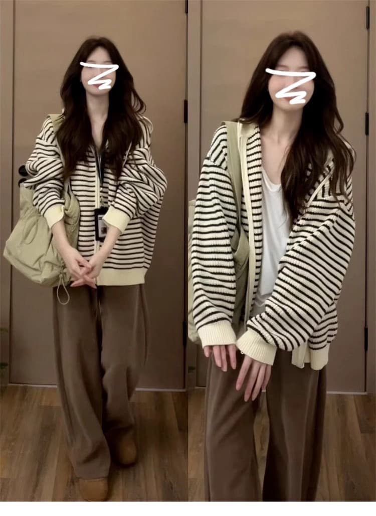느긋한 고급 센스 두꺼운 니트 스웨터 맨위 한 부서 후드 스웨터 오픈 가디건 여성 코트 가을 겨울철