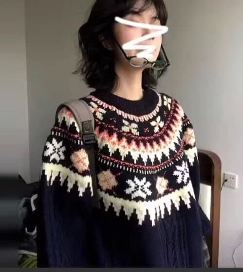 공정한 섬 스웨터 여성 셔츠 가을 겨울철 새로운 인사이드 가져 가라. 품격 느긋한 바람 고급 센스 루즈핏 풀오버 니트 스웨터 이미지 2