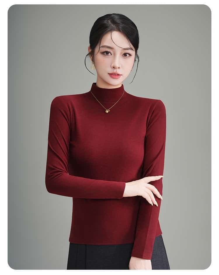 긴팔 티셔츠 여성 가을 겨울 외국 가스 몸매 가꾸기 인사이드 가져 가라. 보온 반하이넥 기본 셔츠 상세 이미지 2