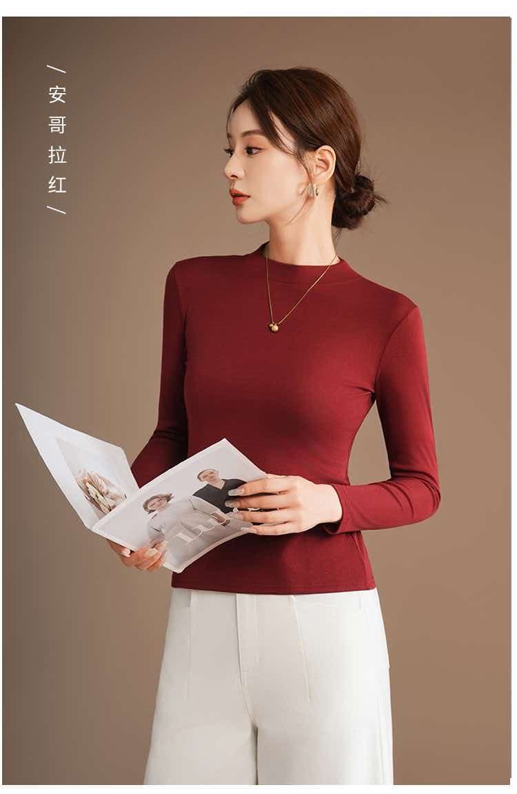 반하이넥 기본 셔츠 여성 인사이드 가져 가라. 가을 겨울철 외국 가스 중 칼라 긴팔 맨위