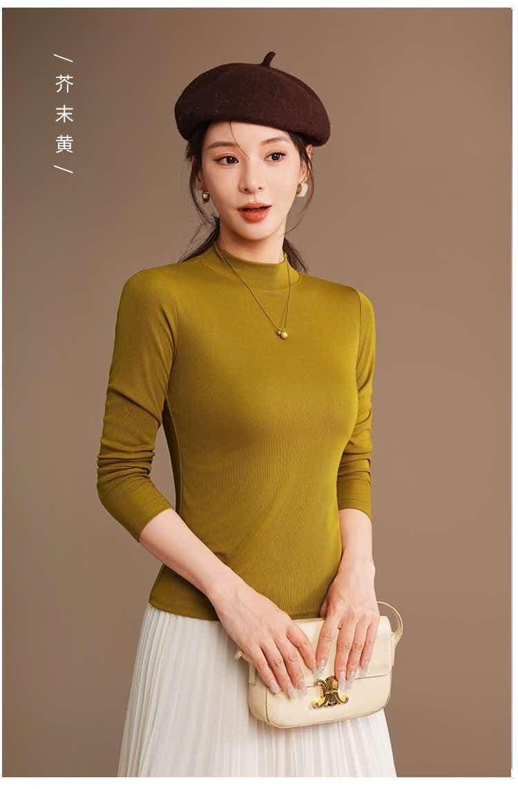 반하이넥 기본 셔츠 여성 인사이드 가져 가라. 가을 겨울철 외국 가스 중 칼라 긴팔 맨위 상세 이미지 7