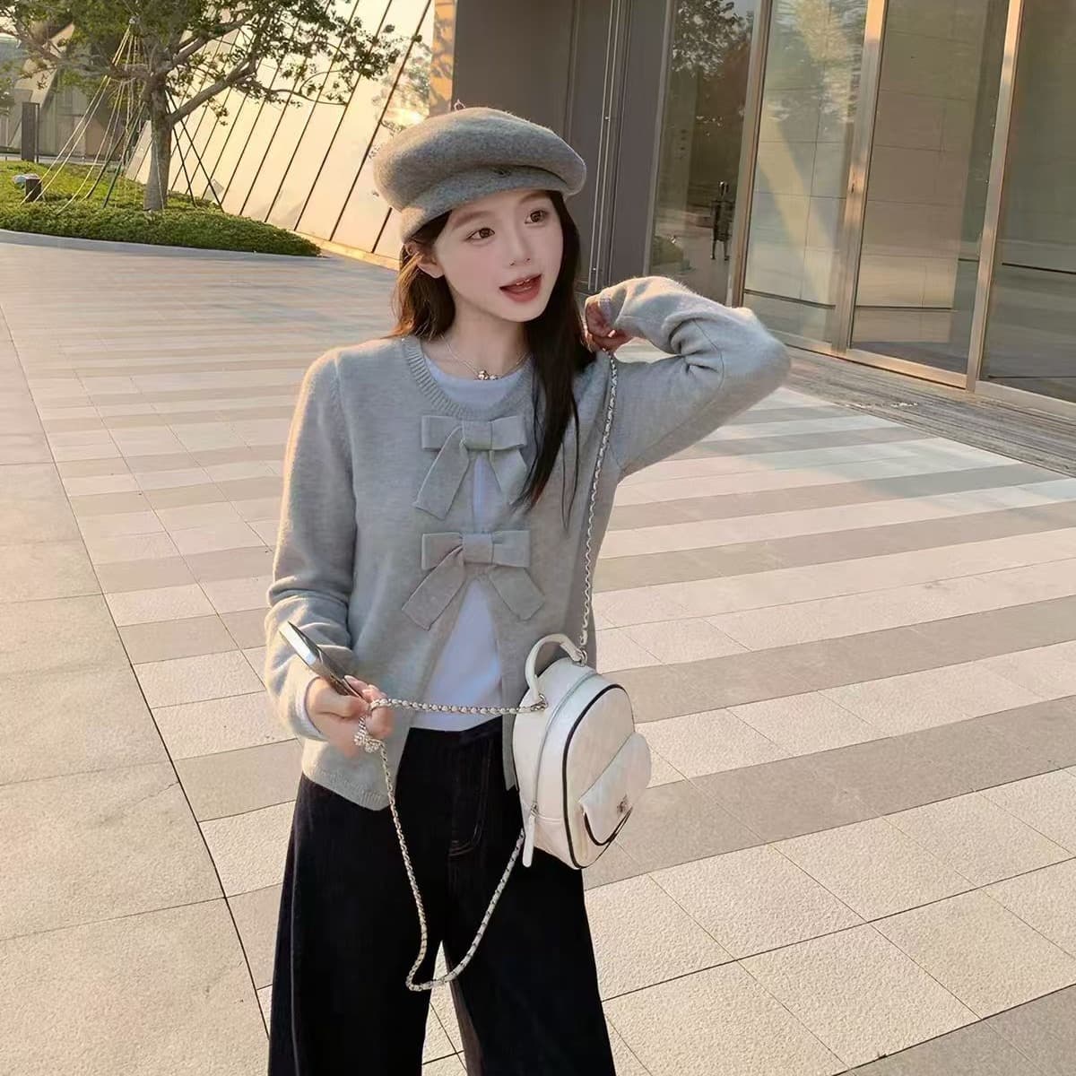 페이크 레이어드 2026 가을 겨울 새로운 디자인 센스 연령 감소 나비 매듭 스웨터 긴팔 풀오버 니트 스웨터 맨위 이미지 3