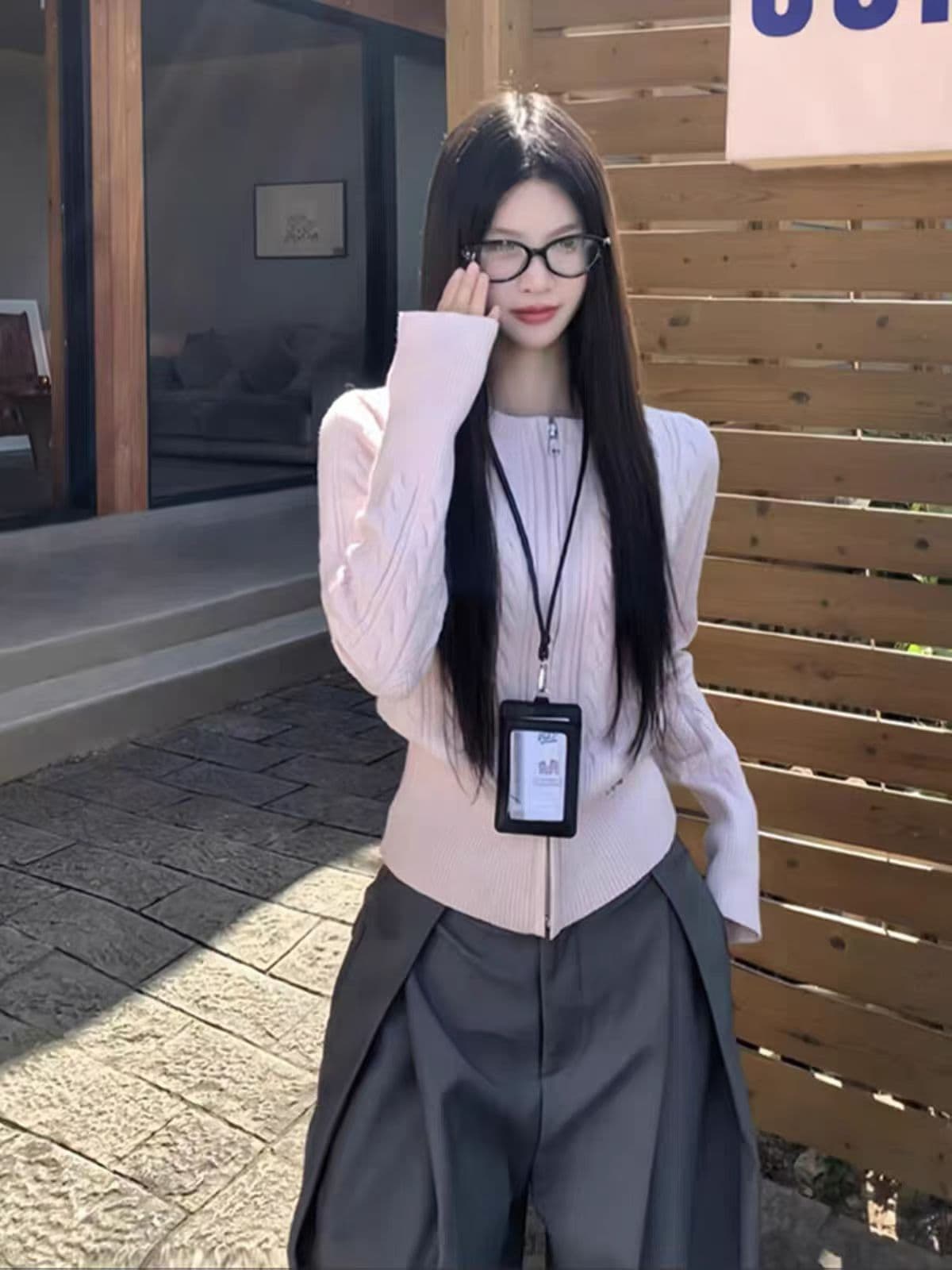 지퍼 라운드 넥 트위스트 벚꽃 셔츠 스웨터 여성 코트 새로운 몸매 가꾸기 슬림해 보이는 인사이드 가져 가라. 만나는 맨위 니트 상세 이미지 1