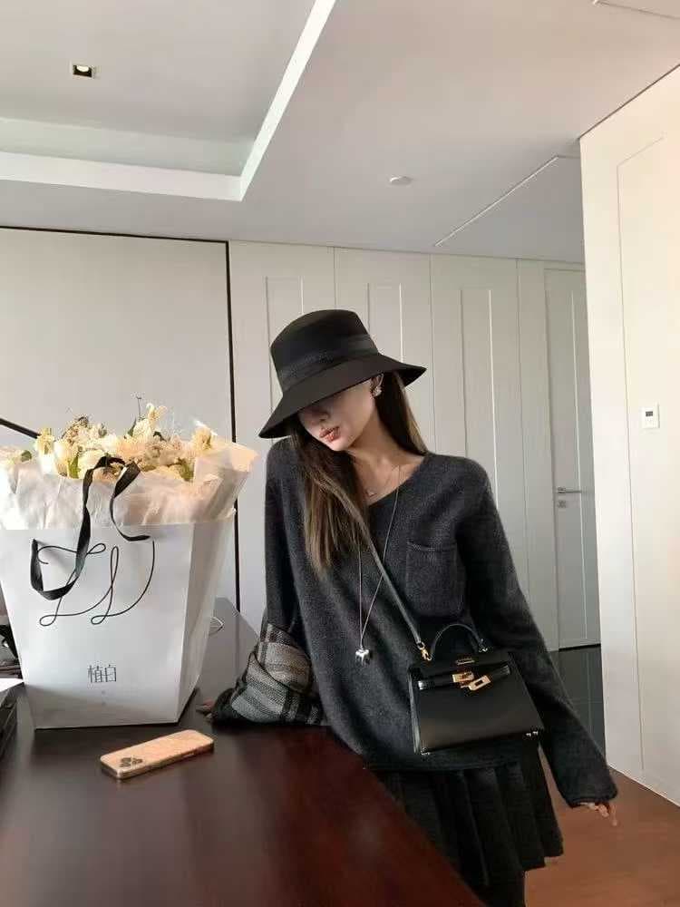 편안함 부드러운 찹쌀 양모 토끼털 혼방 무봉제 캠코더 ji ~까지 평범한 게으른 V넥 니트 스웨터 상세 이미지 6