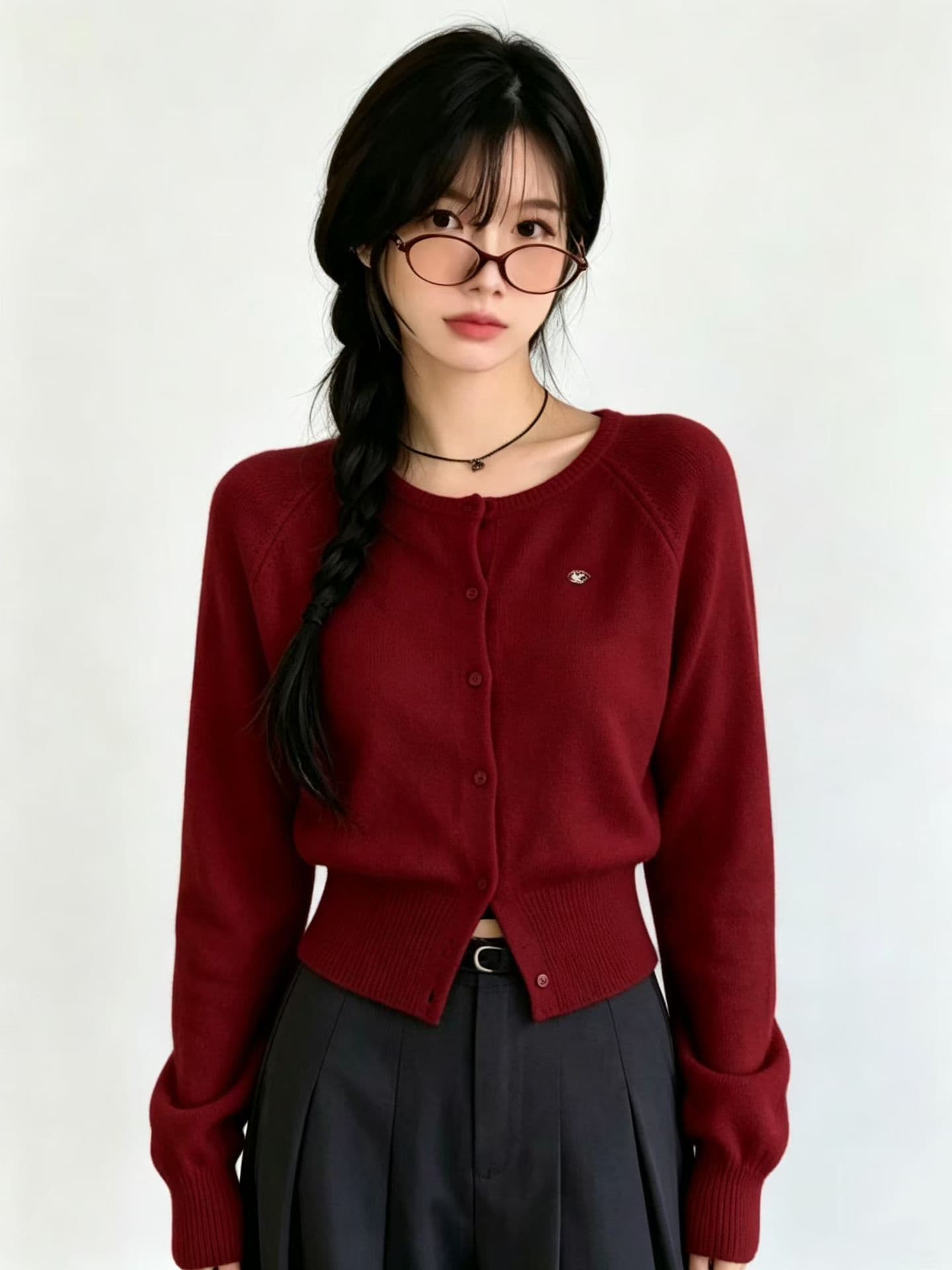 쇼트 스타일 라운드 넥 니트 오픈 가디건 루즈핏 2026 슬림해 보이는 긴팔 새로운 스웨터 맨위 양모 재킷 상세 이미지 4