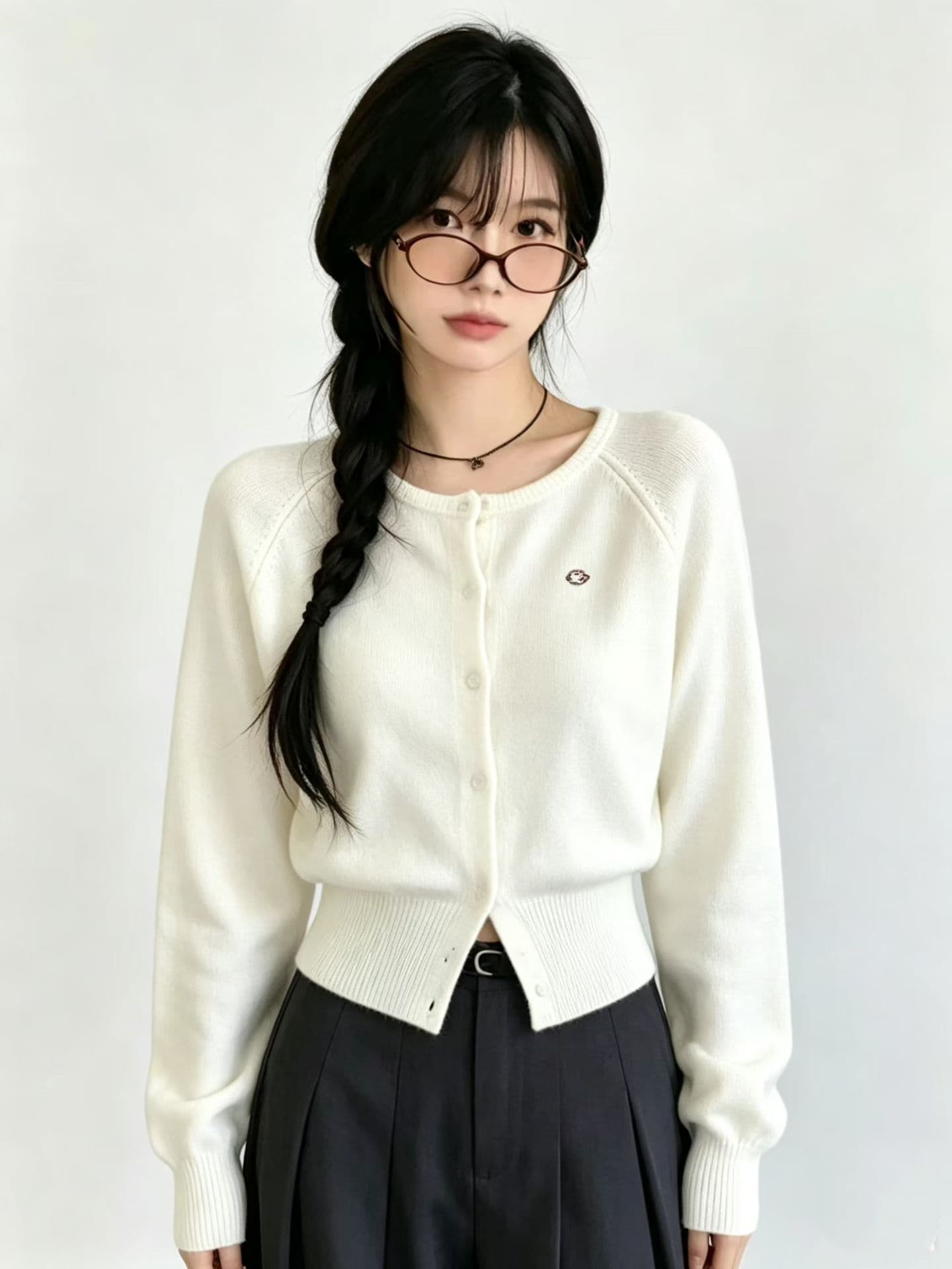 쇼트 스타일 라운드 넥 니트 오픈 가디건 루즈핏 2026 슬림해 보이는 긴팔 새로운 스웨터 맨위 양모 재킷 상세 이미지 8